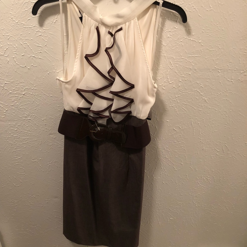 Cream and brown dress